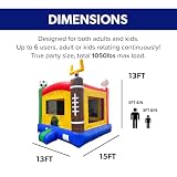 HeroKiddo 14'x13' Rental-Quality, Commercial Bounce House with Blower & Basketball Hoop